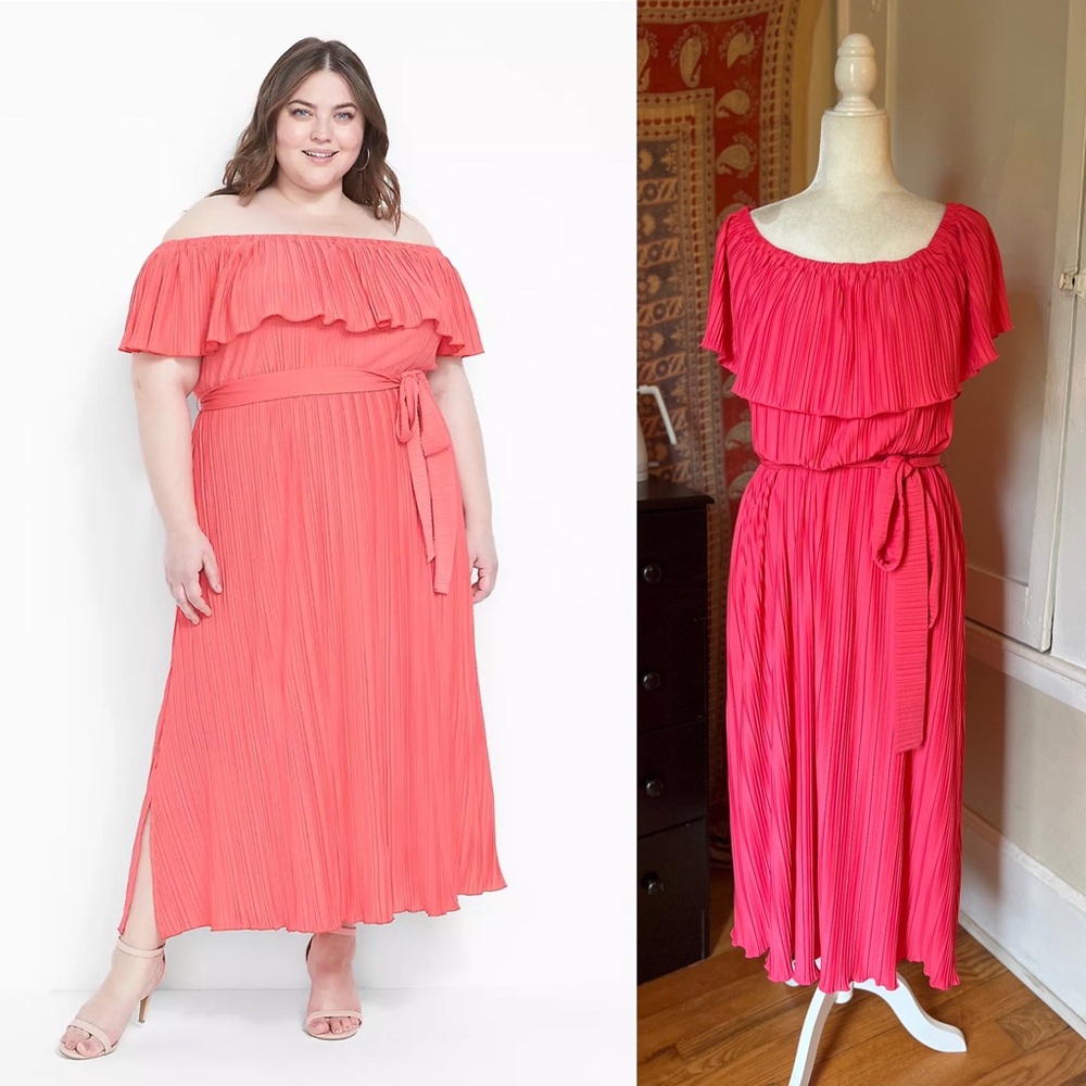 Lane Bryant plus size Coral Off-Shoulder maxi Dress